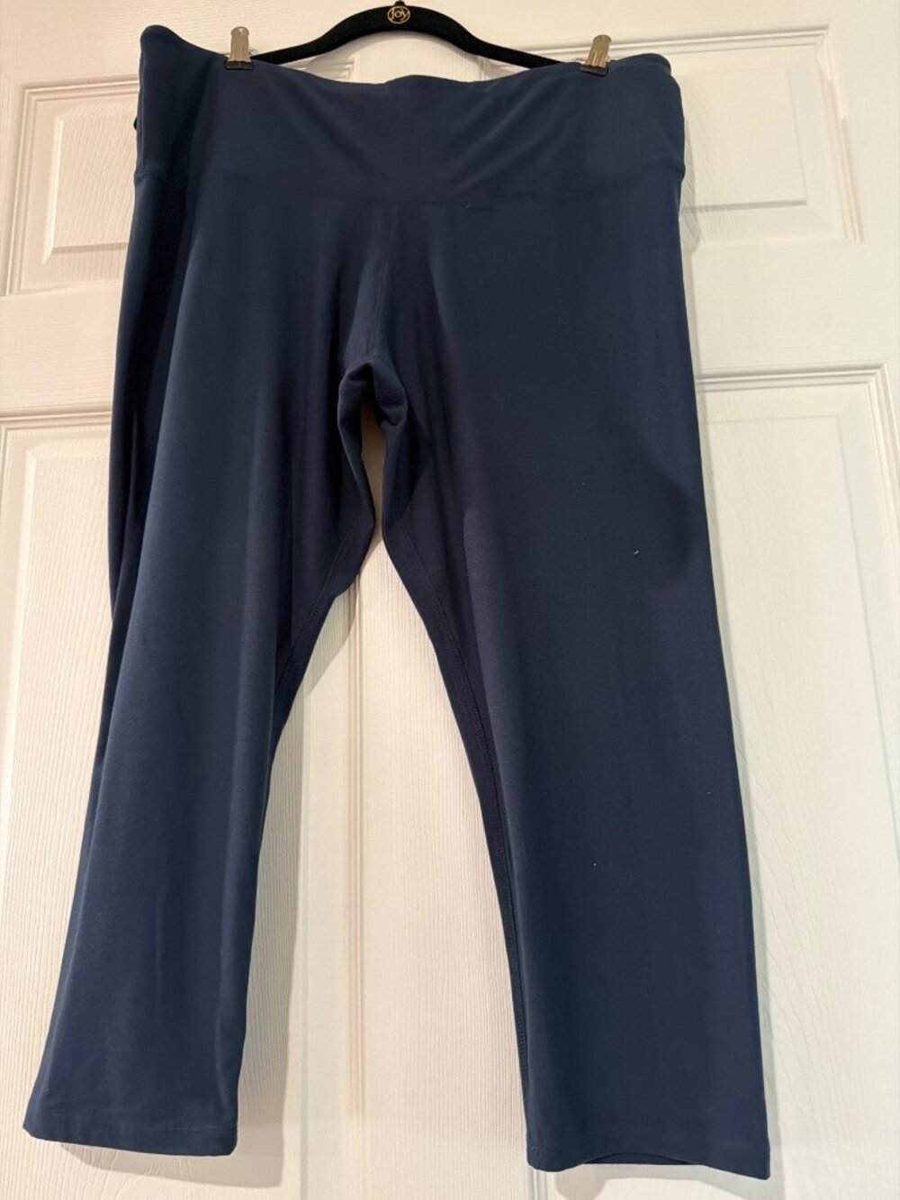 N.Y.L. Womens 1X Navy Blue Stretchy Yoga Pants 88% Polyester & 12% Spandex Made